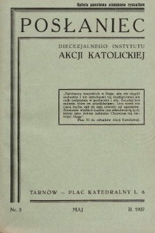 Posłaniec Diecezjalnego Instytutu Akcji Katolickiej. 1937, nr 5