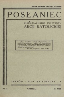 Posłaniec Diecezjalnego Instytutu Akcji Katolickiej. 1938, nr 3