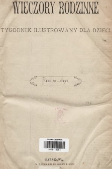 Wieczory Rodzinne : tygodnik illustrowany dla dzieci. R. 11, 1890, spis rzeczy