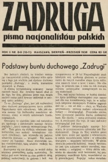 Zadruga : pismo nacjonalistów polskich. 1938, nr 8-9