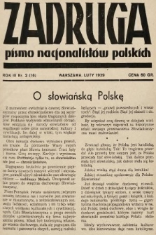Zadruga : pismo nacjonalistów polskich. 1939, nr 2