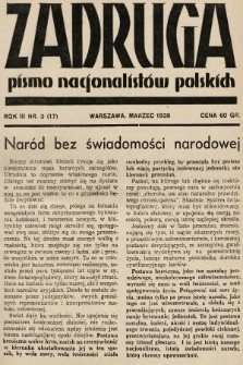 Zadruga : pismo nacjonalistów polskich. 1939, nr 3
