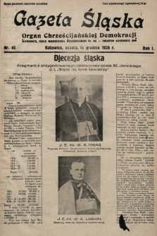 Gazeta Śląska : organ Chrześcijańskiej Demokracji. 1928, nr 45