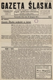 Gazeta Śląska na Powiat Tarnogórski i Lubliniecki : organ społeczno-oświatowy. 1931, nr 1