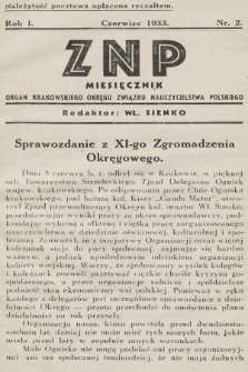 ZNP : organ Krakowskiego Okręgu Związku Nauczycielstwa Polskiego. 1933, nr 2