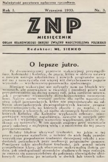 ZNP : organ Krakowskiego Okręgu Związku Nauczycielstwa Polskiego. 1933, nr 3