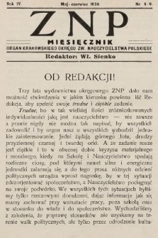 ZNP : organ Krakowskiego Okręgu Związku Nauczycielstwa Polskiego. 1935/1936, nr 8-9