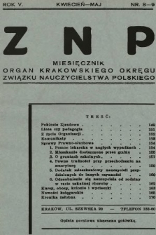 ZNP : organ Krakowskiego Okręgu Związku Nauczycielstwa Polskiego. 1936/1937, nr 8-9