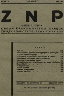 ZNP : organ Krakowskiego Okręgu Związku Nauczycielstwa Polskiego. 1936/1937, nr 10