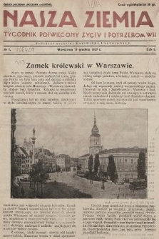 Nasza Ziemia : tygodnik poświęcony życiu i potrzebom wsi. 1927, nr 1