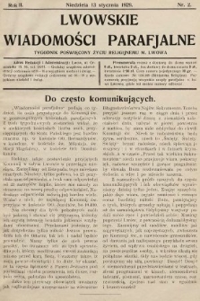 Lwowskie Wiadomości Parafialne : tygodnik poświęcony życiu religijnemu m. Lwowa. 1929, nr 2