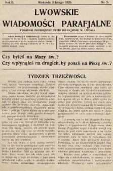 Lwowskie Wiadomości Parafialne : tygodnik poświęcony życiu religijnemu m. Lwowa. 1929, nr 5
