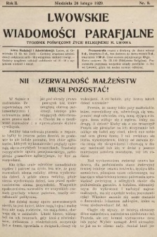 Lwowskie Wiadomości Parafialne : tygodnik poświęcony życiu religijnemu m. Lwowa. 1929, nr 8