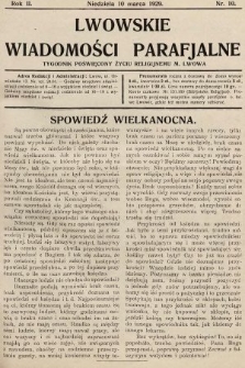 Lwowskie Wiadomości Parafialne : tygodnik poświęcony życiu religijnemu m. Lwowa. 1929, nr 10
