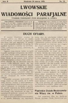 Lwowskie Wiadomości Parafialne : tygodnik poświęcony życiu religijnemu m. Lwowa. 1929, nr 12