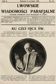 Lwowskie Wiadomości Parafialne : tygodnik poświęcony życiu religijnemu m. Lwowa. 1929, nr 16