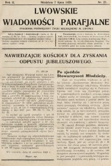 Lwowskie Wiadomości Parafialne : tygodnik poświęcony życiu religijnemu m. Lwowa. 1929, nr 27