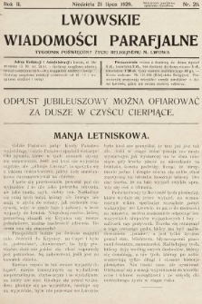Lwowskie Wiadomości Parafialne : tygodnik poświęcony życiu religijnemu m. Lwowa. 1929, nr 29