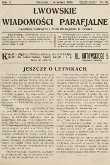 Lwowskie Wiadomości Parafialne : tygodnik poświęcony życiu religijnemu m. Lwowa. 1929, nr 35