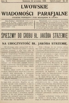 Lwowskie Wiadomości Parafialne : tygodnik poświęcony życiu religijnemu m. Lwowa. 1929, nr 38