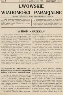 Lwowskie Wiadomości Parafialne : tygodnik poświęcony życiu religijnemu m. Lwowa. 1929, nr 41