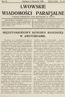 Lwowskie Wiadomości Parafialne : tygodnik poświęcony życiu religijnemu m. Lwowa. 1929, nr 44