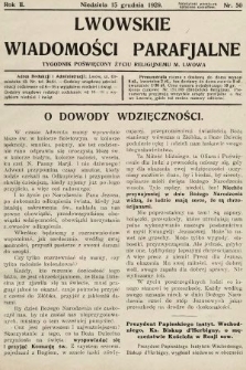 Lwowskie Wiadomości Parafialne : tygodnik poświęcony życiu religijnemu m. Lwowa. 1929, nr 50