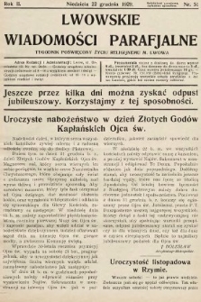 Lwowskie Wiadomości Parafialne : tygodnik poświęcony życiu religijnemu m. Lwowa. 1929, nr 51