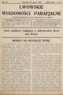 Lwowskie Wiadomości Parafialne : tygodnik poświęcony życiu religijnemu m. Lwowa. 1930, nr 11