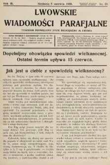 Lwowskie Wiadomości Parafialne : tygodnik poświęcony życiu religijnemu m. Lwowa. 1930, nr 23