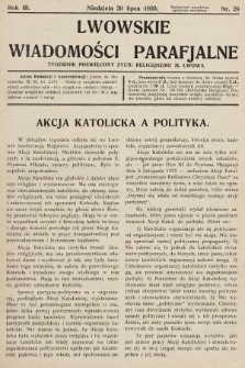 Lwowskie Wiadomości Parafialne : tygodnik poświęcony życiu religijnemu m. Lwowa. 1930, nr 29