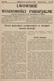 Lwowskie Wiadomości Parafialne : tygodnik poświęcony życiu religijnemu m. Lwowa. 1930, nr 38