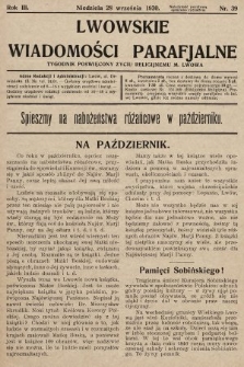 Lwowskie Wiadomości Parafialne : tygodnik poświęcony życiu religijnemu m. Lwowa. 1930, nr 39