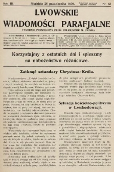 Lwowskie Wiadomości Parafialne : tygodnik poświęcony życiu religijnemu m. Lwowa. 1930, nr 43
