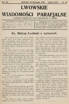 Lwowskie Wiadomości Parafialne : tygodnik poświęcony życiu religijnemu m. Lwowa. 1930, nr 46