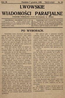 Lwowskie Wiadomości Parafialne : tygodnik poświęcony życiu religijnemu m. Lwowa. 1930, nr 49