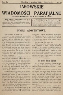 Lwowskie Wiadomości Parafialne : tygodnik poświęcony życiu religijnemu m. Lwowa. 1930, nr 50