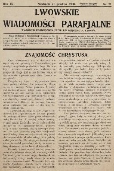 Lwowskie Wiadomości Parafialne : tygodnik poświęcony życiu religijnemu m. Lwowa. 1930, nr 51