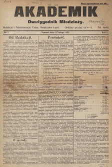 Akademik : dwutygodnik młodzieży. R. 1. 1922, nr 1