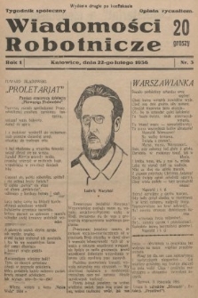 Wiadomości Robotnicze : tygodnik społeczny. 1936, nr 3