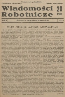 Wiadomości Robotnicze : tygodnik społeczny. 1936, nr 4 (wydanie drugie po konfiskacie)