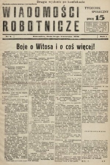 Wiadomości Robotnicze : tygodnik społeczny. 1936, nr 9 (wydanie drugie po konfiskacie)
