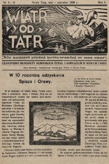 Wiatr od Tatr : czasopismo młodzieży Seminarium Żeńsk. i Gimnazjum w Nowym Targu. 1930, nr 5