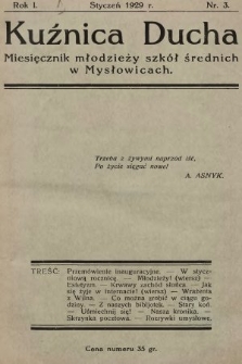 Kuźnica Ducha : miesięcznik młodzieży szkół średnich. 1929, nr 1