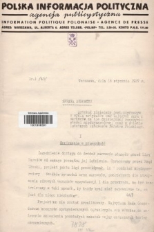 Polska Informacja Polityczna : agencja publicystyczna = Information Politique Polonaise : agence de presse. 1937, nr 1 (40)