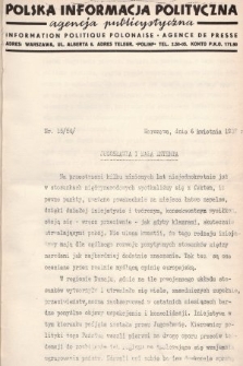 Polska Informacja Polityczna : agencja publicystyczna = Information Politique Polonaise : agence de presse. 1937, nr 15 (54)