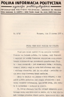 Polska Informacja Polityczna : agencja publicystyczna = Information Politique Polonaise : agence de presse. 1937, nr 23 (62)