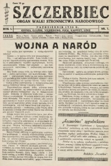 Szczerbiec : organ walki Stronnictwa Narodowego. 1938, nr 7