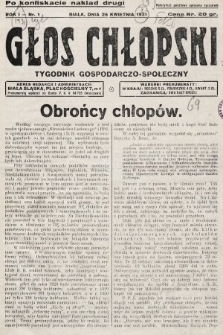 Głos Chłopski : tygodnik gospodarczo-społeczny. 1931, nr 1