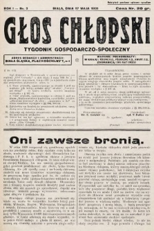 Głos Chłopski : tygodnik gospodarczo-społeczny. 1931, nr 3